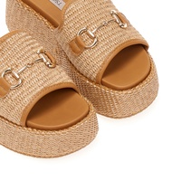 Flatforms κάμελ ψάθινα με αγκράφα
