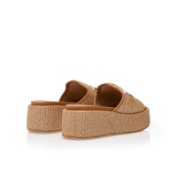Flatforms κάμελ ψάθινα με αγκράφα