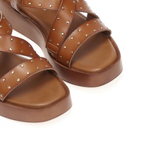 Flatforms κάμελ δερματίνη με χρυσά τρουκς