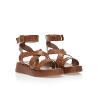 Flatforms κάμελ δερματίνη με χρυσά τρουκς