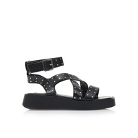 Flatforms μαύρα δερματίνη με χρυσά τρουκς
