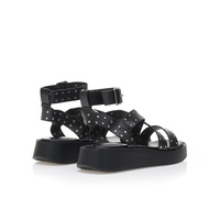 Flatforms μαύρα δερματίνη με χρυσά τρουκς