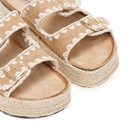 Flatforms πούρο σουέτ και ψάθινα με ρυθμιζόμενη φάσα