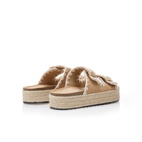 Flatforms πούρο σουέτ και ψάθινα με ρυθμιζόμενη φάσα