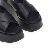 Flatforms μαύρα δερματίνη με χιαστί φάσα