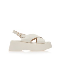 Flatforms μπεζ δερματίνη με χιαστί φάσα