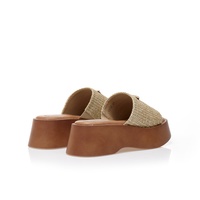 Flatforms μπεζ με ψάθινη φάσα και αγκράφα