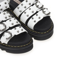 Flatforms λευκά δερματίνη με πολλαπλά λουράκια και τρουκς