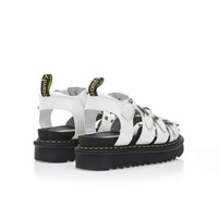 Flatforms λευκά δερματίνη με πολλαπλά λουράκια και τρουκς
