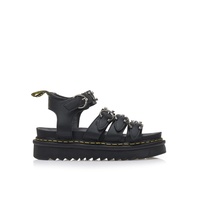 Flatforms μαύρα δερματίνη με πολλαπλά λουράκια και τρουκς