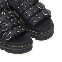 Flatforms μαύρα δερματίνη με πολλαπλά λουράκια και τρουκς