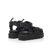 Flatforms μαύρα δερματίνη με πολλαπλά λουράκια και τρουκς