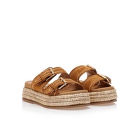 Flatforms κάμελ σουέτ με ρυθμιζόμενη φάσα