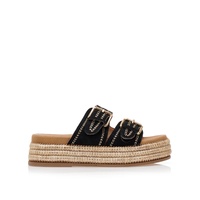 Flatforms μαύρα σουέτ με ρυθμιζόμενη φάσα