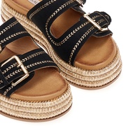 Flatforms μαύρα σουέτ με ρυθμιζόμενη φάσα