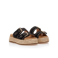 Flatforms μαύρα σουέτ με ρυθμιζόμενη φάσα