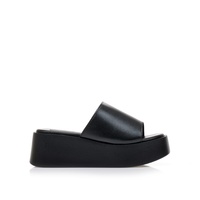 Flatforms μαύρα δερματίνη με φαρδιά φάσα