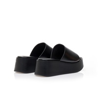 Flatforms μαύρα δερματίνη με φαρδιά φάσα