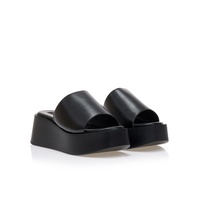Flatforms μαύρα δερματίνη με φαρδιά φάσα