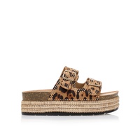 Flatforms animal print σουέτ με χρυσά τρουκς