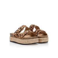 Flatforms animal print σουέτ με χρυσά τρουκς