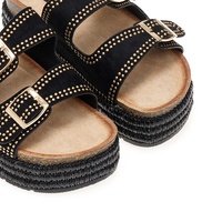 Flatforms μαύρα σουέτ με χρυσά τρουκς