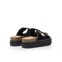 Flatforms μαύρα σουέτ με χρυσά τρουκς