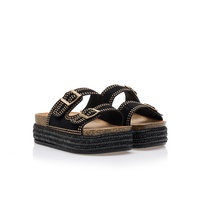 Flatforms μαύρα σουέτ με χρυσά τρουκς