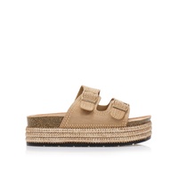 Flatforms πούρο σουέτ με χρυσά τρουκς