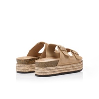 Flatforms πούρο σουέτ με χρυσά τρουκς