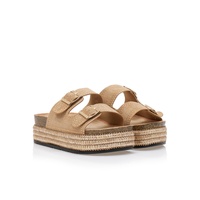 Flatforms πούρο σουέτ με χρυσά τρουκς