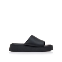 Flatforms μαύρα δερματίνη με φαρδιά φάσα