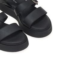 Flatforms μαύρα δερματίνη με λουράκι στον αστράγαλο