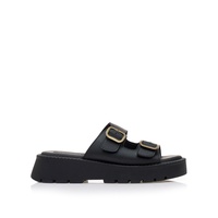 Flatforms μαύρα δερματίνη με ρυθμιζόμενη φάσα