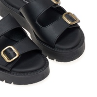 Flatforms μαύρα δερματίνη με ρυθμιζόμενη φάσα
