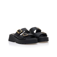 Flatforms μαύρα δερματίνη με ρυθμιζόμενη φάσα