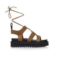 Flatforms κάμελ σουέτ με ιδιαίτερο δέσιμο