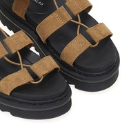 Flatforms κάμελ σουέτ με ιδιαίτερο δέσιμο