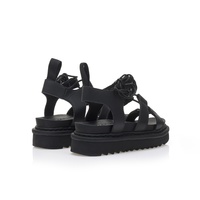 Flatforms μαύρα σουέτ με ιδιαίτερο δέσιμο
