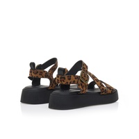 Flatforms animal print δερματίνη με λοξό λουράκι