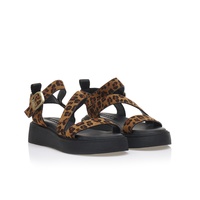 Flatforms animal print δερματίνη με λοξό λουράκι