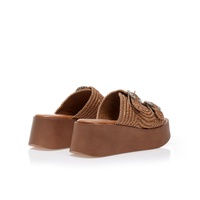 Flatforms κάμελ ψάθινα με στρας