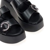 Flatforms μαύρα δερματίνη με στρας