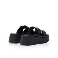 Flatforms μαύρα δερματίνη με στρας