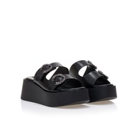 Flatforms μαύρα δερματίνη με στρας