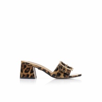 Mules animal print δερματίνη με χρυσή αγκράφα