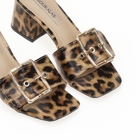 Mules animal print δερματίνη με χρυσή αγκράφα