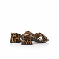 Mules animal print δερματίνη με χρυσή αγκράφα