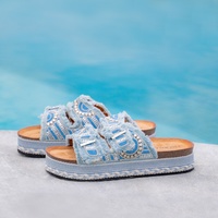 Εσπαντρίγιες flatforms γαλάζιες με ιδιαίτερο σχέδιο και στρας