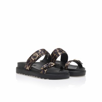 Flatforms animal print σατέν με διπλή φάσα